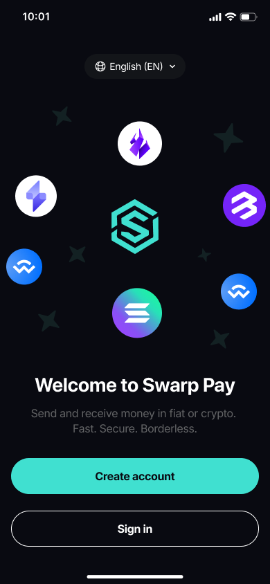 SwarpPay welcome screen