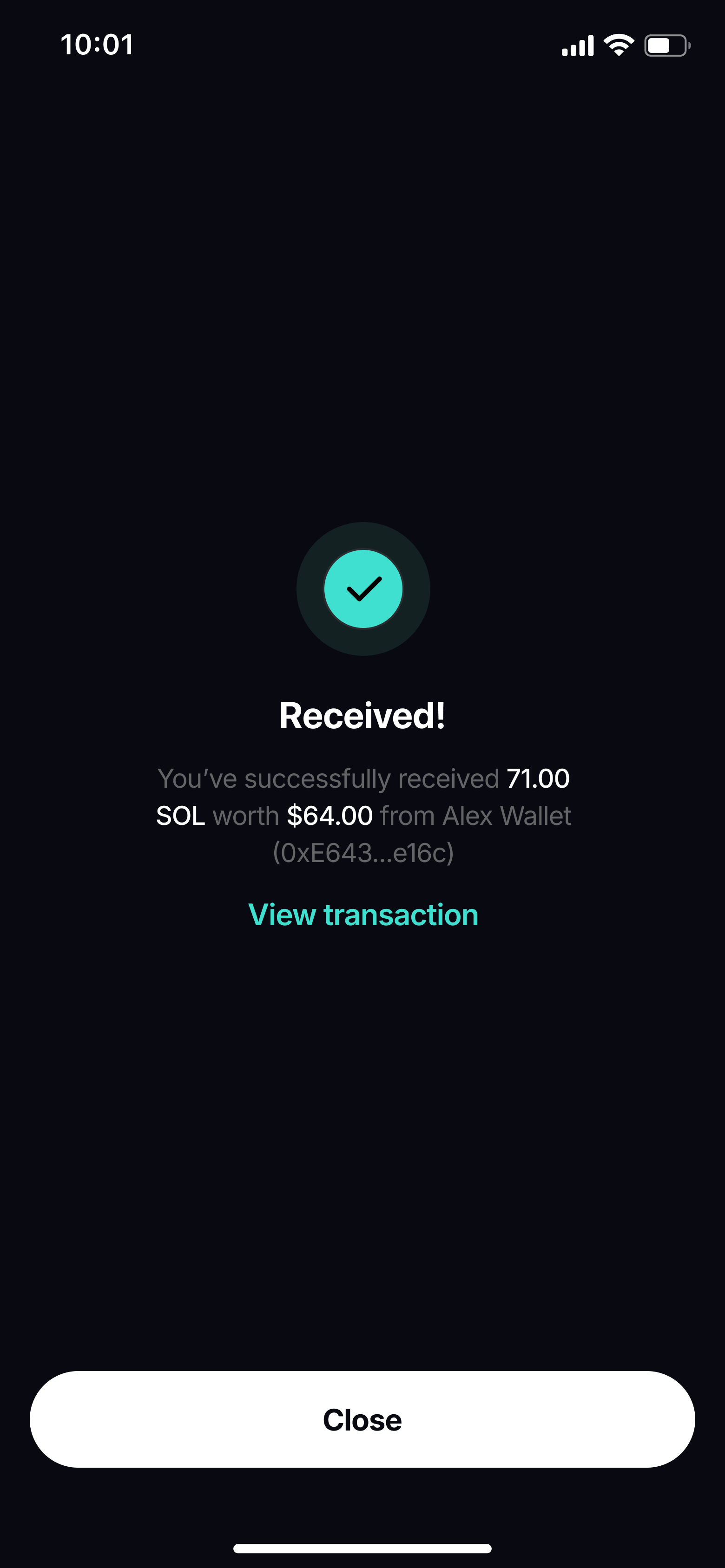 Payment confirmed