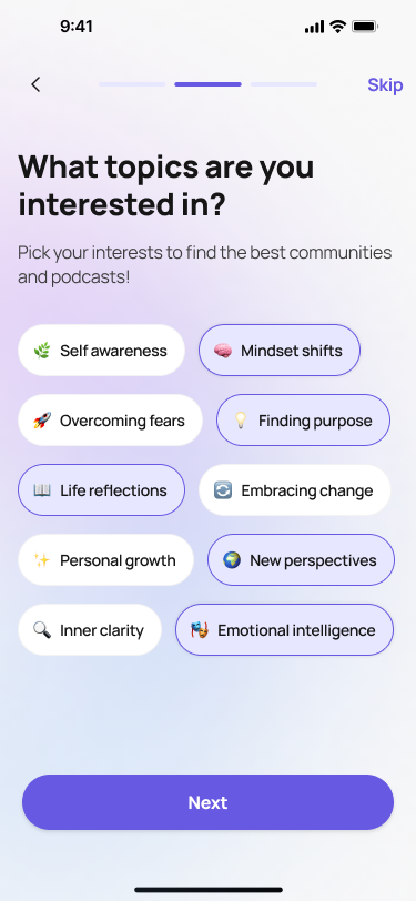 Onboarding screen